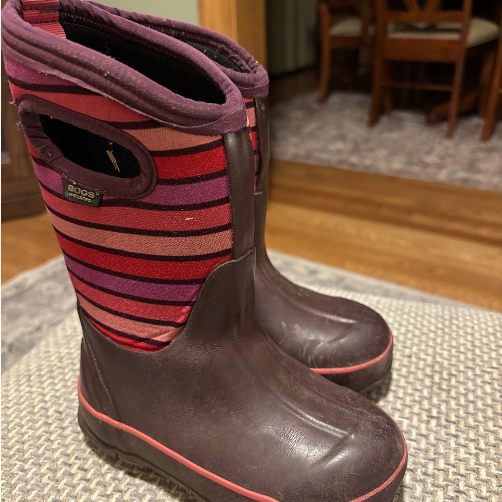 Bogs Kids' Purple and Pink Striped Boots